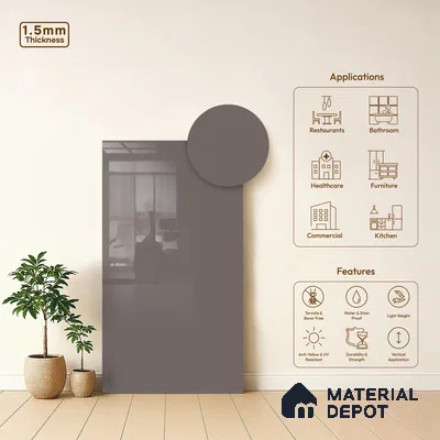 GA 4031 8 ft x 4 ft High Gloss Finish 6H Antiscratch Acrylic Laminate - 1.5 mm | Suitable for Living Room, Kitchen, Office | Matching Edgeband Code EB 4031