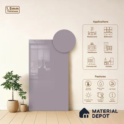 GA 4032 8 ft x 4 ft High Gloss Finish 6H Antiscratch Acrylic Laminate - 1.5 mm | Suitable for Living Room, Kitchen, Office | Matching Edgeband Code EB 4032
