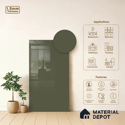 GA 4033 8 ft x 4 ft High Gloss Finish 6H Antiscratch Acrylic Laminate - 1.5 mm | Suitable for Living Room, Kitchen, Office | Matching Edgeband Code EB 4033