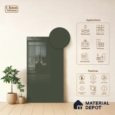 GA 4034 8 ft x 4 ft High Gloss Finish 6H Antiscratch Acrylic Laminate - 1.5 mm | Suitable for Living Room, Kitchen, Office | Matching Edgeband Code EB 4034