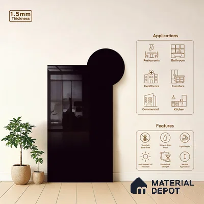 GA 4035 8 ft x 4 ft High Gloss Finish 6H Antiscratch Acrylic Laminate - 1.5 mm | Suitable for Living Room, Kitchen, Office | Matching Edgeband Code EB 4035