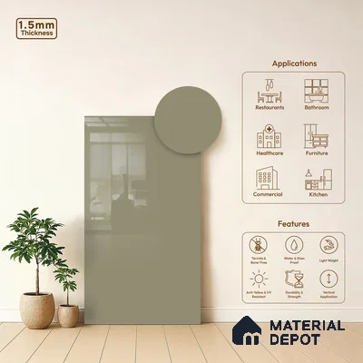 GA 4036 8 ft x 4 ft High Gloss Finish 6H Antiscratch Acrylic Laminate - 1.5 mm | Suitable for Living Room, Kitchen, Office | Matching Edgeband Code EB 4036