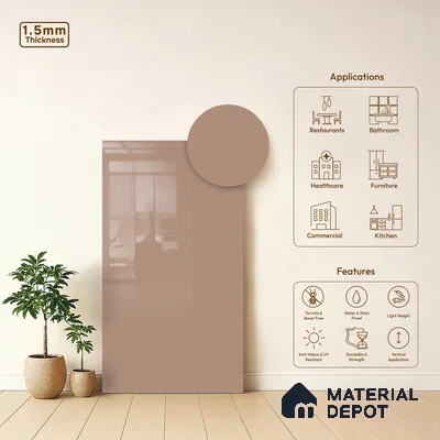 GA 4037 8 ft x 4 ft High Gloss Finish 6H Antiscratch Acrylic Laminate - 1.5 mm | Suitable for Living Room, Kitchen, Office | Matching Edgeband Code EB 4037