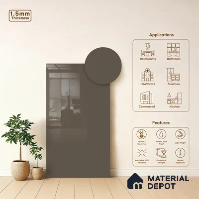 GA 4039 8 ft x 4 ft High Gloss Finish 6H Antiscratch Acrylic Laminate - 1.5 mm | Suitable for Living Room, Kitchen, Office | Matching Edgeband Code EB 4039