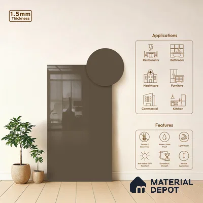 GA 4040 8 ft x 4 ft High Gloss Finish 6H Antiscratch Acrylic Laminate - 1.5 mm | Suitable for Living Room, Kitchen, Office | Matching Edgeband Code EB 4040