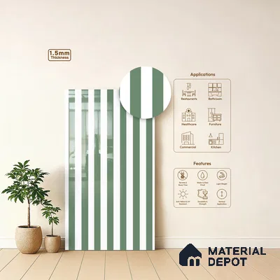 GA 4111 8 ft x 4 ft Stripe Matte Finish 6H Antiscratch Acrylic Laminate - 1.5 mm | Suitable for Living Room, Kitchen, Office