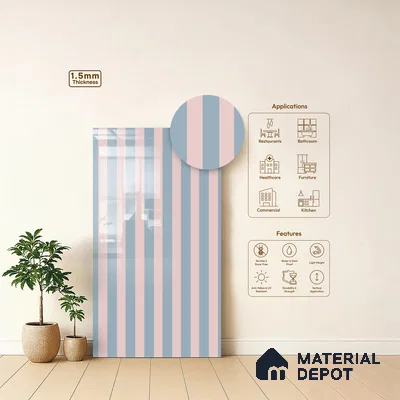 GA 4112 8 ft x 4 ft Stripe Matte Finish 6H Antiscratch Acrylic Laminate - 1.5 mm | Suitable for Living Room, Kitchen, Office