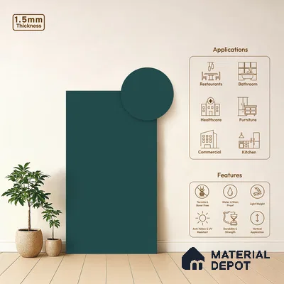 Teal Blue Solid Colors Look LM 21806 8 ft x 4 ft Matte Finish 6H Anti Scratch Acrylic Laminate - 1.5 mm | Suitable for Living Room, Kitchen, Office