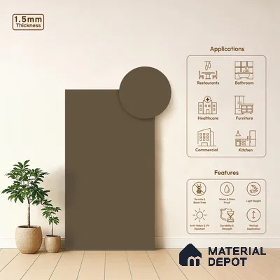 Chocolate Brown Solid Colors Look LM 21809 8 ft x 4 ft Matte Finish 6H Anti Scratch Acrylic Laminate - 1.5 mm | Suitable for Living Room, Kitchen, Office
