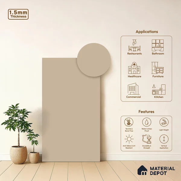 Blush Pink Solid Colors Look LM 21812 8 ft x 4 ft Matte Finish 6H Anti Scratch Acrylic Laminate - 1.5 mm | Suitable for Living Room, Kitchen, Office