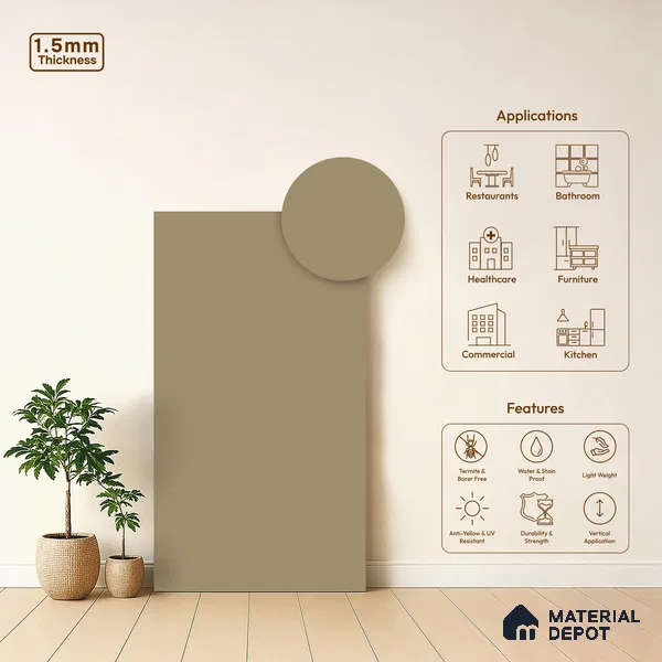Warm Cream Solid Colors Look LM 21815 8 ft x 4 ft Matte Finish 6H Anti Scratch Laminate - 1.5 mm | Suitable for Living Room, Kitchen, Office