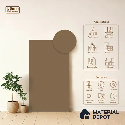 Warm Brown Solid Colors Look LM 21816 8 ft x 4 ft Matte Finish 6H Anti Scratch Laminate - 1.5 mm | Suitable for Living Room, Kitchen, Office