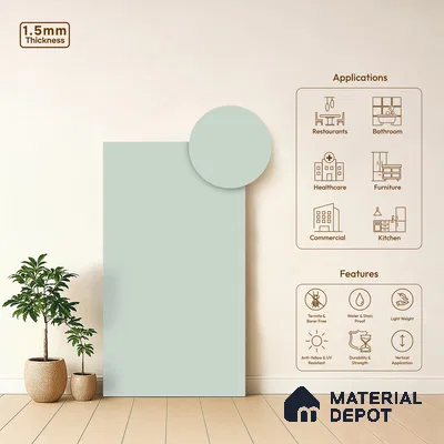 Pale Blue Solid Colors Look LM 21817 8 ft x 4 ft Matte Finish 6H Anti Scratch Laminate - 1.5 mm | Suitable for Living Room, Kitchen, Office