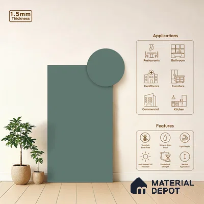 Teal Blue Solid Colors Look LM 21818 8 ft x 4 ft Matte Finish 6H Anti Scratch Acrylic Laminate - 1.5 mm | Suitable for Living Room, Kitchen, Office