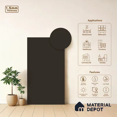 Espresso Brown Solid Colors Look LM 21821 8 ft x 4 ft Matte Finish 6H Anti Scratch Acrylic Laminate - 1.5 mm | Suitable for Living Room, Kitchen, Office