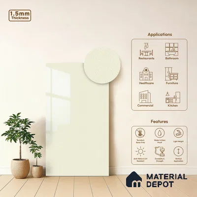 White Sparkle Look LM 23251 Soft Snow 8 ft x 4 ft High Gloss Finish 6H Anti Scratch Acrylic Laminate - 1.5 mm | Suitable for Kitchen Cabinet, TV Unit, Wardrobe