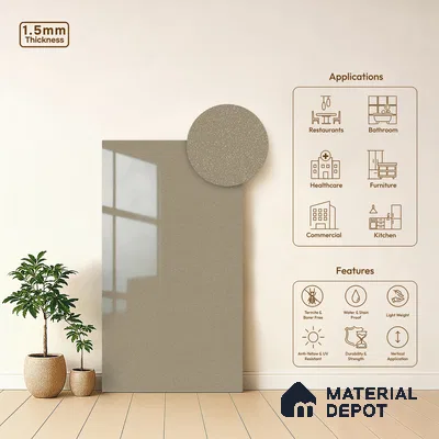 Brown Sparkle Look LM 23260 Milky Way 8 ft x 4 ft High Gloss Finish 6H Anti Scratch Acrylic Laminate - 1.5 mm | Suitable for Kitchen Cabinet, TV Unit, Wardrobe