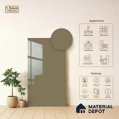 Eggshell Grey Solid Colors Look LM 23263 Eggshell 8 ft x 4 ft High Gloss Finish 6H Anti Scratch Acrylic Laminate - 1.5 mm | Suitable for Living Room, Kitchen, Office