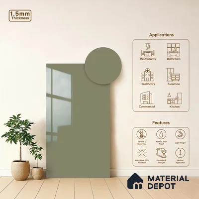Iced Silver Grey Solid Colors Look LM 23272 Iced Iced Silver Grey 8 ft x 4 ft High Gloss Finish 6H Anti Scratch Acrylic Laminate - 1.5 mm | Suitable for Living Room, Kitchen, Office