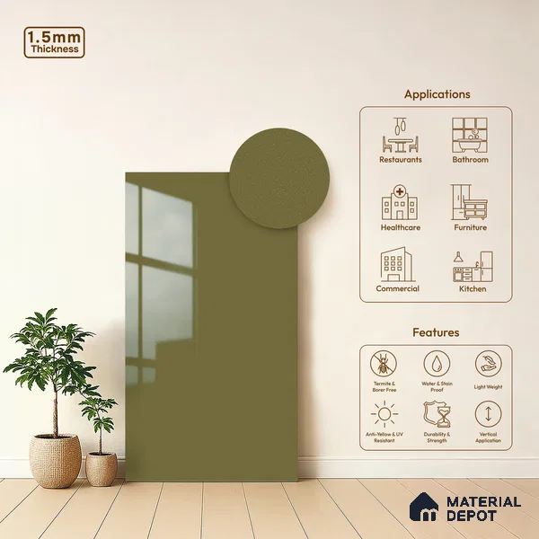 Grey Sparkle Look LM 23276 Mountain Mist 8 ft x 4 ft High Gloss Finish 6H Anti Scratch Acrylic Laminate - 1.5 mm | Suitable for Kitchen Cabinet, TV Unit, Wardrobe