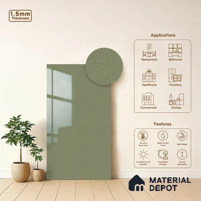 Grey Sparkle Look LM 23277 Mint Luster 8 ft x 4 ft High Gloss Finish 6H Anti Scratch Acrylic Laminate - 1.5 mm | Suitable for Kitchen Cabinet, TV Unit, Wardrobe