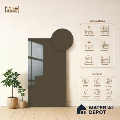 Grey Sparkle Look LM 23278 Crusade 8 ft x 4 ft High Gloss Finish 6H Anti Scratch Acrylic Laminate - 1.5 mm | Suitable for Kitchen Cabinet, TV Unit, Wardrobe