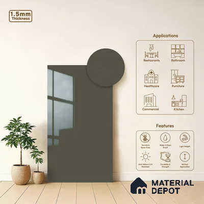 Grey Sparkle Look LM 23281 Galactic Grey 8 ft x 4 ft High Gloss Finish 6H Anti Scratch Acrylic Laminate - 1.5 mm | Suitable for Kitchen Cabinet, TV Unit, Wardrobe