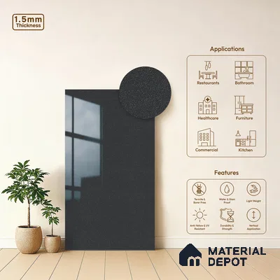 Grey Sparkle Look LM 23296 Elephanta Grey 8 ft x 4 ft High Gloss Finish 6H Anti Scratch Acrylic Laminate - 1.5 mm | Suitable for Kitchen Cabinet, TV Unit, Wardrobe
