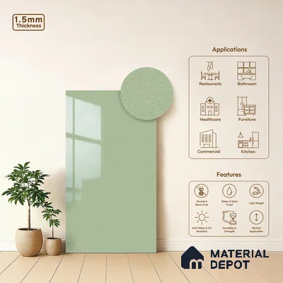 White Sparkle Look LM 23301 Zen Mist 8 ft x 4 ft High Gloss Finish 6H Anti Scratch Acrylic Laminate - 1.5 mm | Suitable for Kitchen Cabinet, TV Unit, Wardrobe