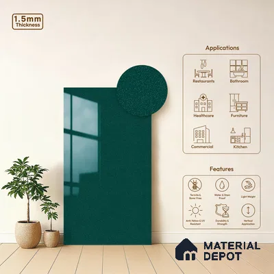 Blue Sparkle Look LM 23314 Teal Magic 8 ft x 4 ft High Gloss Finish 6H Anti Scratch Acrylic Laminate - 1.5 mm | Suitable for Kitchen Cabinet, TV Unit, Wardrobe