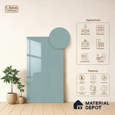 Blue Sparkle Look LM 23318 Solitude 8 ft x 4 ft High Gloss Finish 6H Anti Scratch Acrylic Laminate - 1.5 mm | Suitable for Kitchen Cabinet, TV Unit, Wardrobe