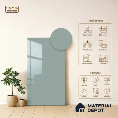 Powder Blue Solid Colors Look LM 23319 Star Gaze 8 ft x 4 ft High Gloss Finish 6H Anti Scratch Acrylic Laminate - 1.5 mm | Suitable for Living Room, Kitchen, Office