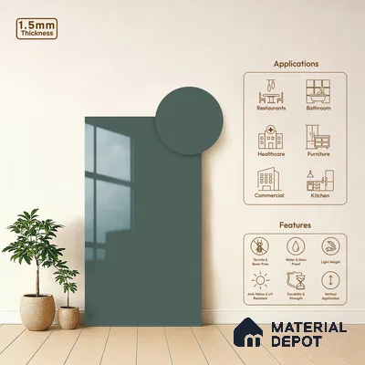 Blue Solid Colors Look LM 23321 Cool Blue 8 ft x 4 ft High Gloss Finish 6H Anti Scratch Acrylic Laminate - 1.5 mm | Suitable for Living Room, Kitchen, Office