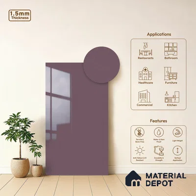 Purple Sparkle Look LM 23326 Misty Purple 8 ft x 4 ft High Gloss Finish 6H Anti Scratch Acrylic Laminate - 1.5 mm | Suitable for Kitchen Cabinet, TV Unit, Wardrobe