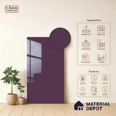 Purple Sparkle Look LM 23328 Orchidia 8 ft x 4 ft High Gloss Finish 6H Anti Scratch Acrylic Laminate - 1.5 mm | Suitable for Kitchen Cabinet, TV Unit, Wardrobe