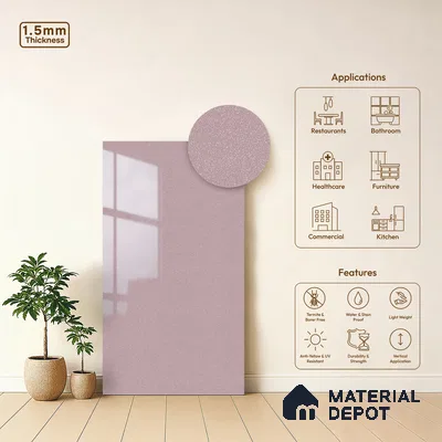Pink Sparkle Look LM 23331 Baby Orchid 8 ft x 4 ft High Gloss Finish 6H Anti Scratch Acrylic Laminate - 1.5 mm | Suitable for Kitchen Cabinet, TV Unit, Wardrobe