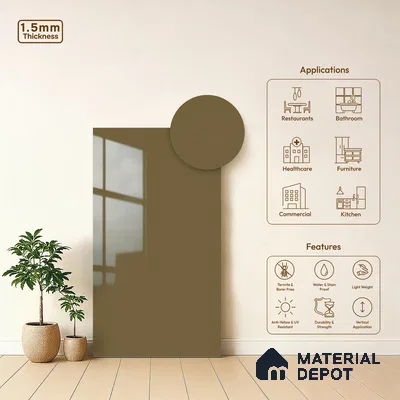 Brown Sparkle Look LM 23334 Warm Sand 8 ft x 4 ft High Gloss Finish 6H Anti Scratch Acrylic Laminate - 1.5 mm | Suitable for Kitchen Cabinet, TV Unit, Wardrobe
