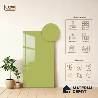 Yellow Solid Colors Look LM 23335 Empire Yellow 8 ft x 4 ft High Gloss Finish 6H Anti Scratch Acrylic Laminate - 1.5 mm | Suitable for Living Room, Kitchen, Office