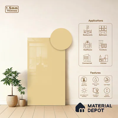 LM 23639 8 ft x 4 ft Solid Plain High Gloss Finish Acrylic Laminate - 1.5 mm | Suitable for Living Room, Kitchen, Office | Matching Edgeband Code EB 122142