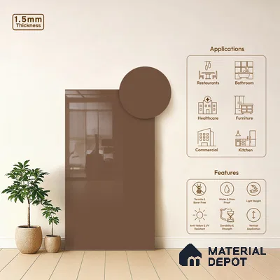 LM 23656 8 ft x 4 ft Solid Plain High Gloss Finish Acrylic Laminate - 1.5 mm | Suitable for Living Room, Kitchen, Office | Matching Edgeband Code EB 1118