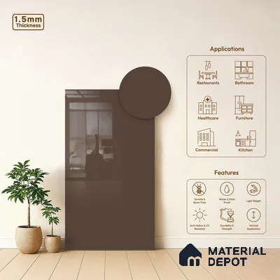 LM 23688 8 ft x 4 ft Solid Plain High Gloss Finish Acrylic Laminate - 1.5 mm | Suitable for Living Room, Kitchen, Office | Matching Edgeband Code EB 17112
