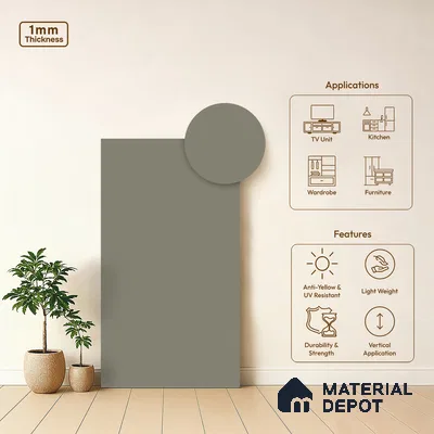 Mist Beige Solid Colors Look LM 01854 8 ft x 4 ft Matte Finish Decorative Laminate - 1 mm | Suitable for Living Room, Kitchen, Office