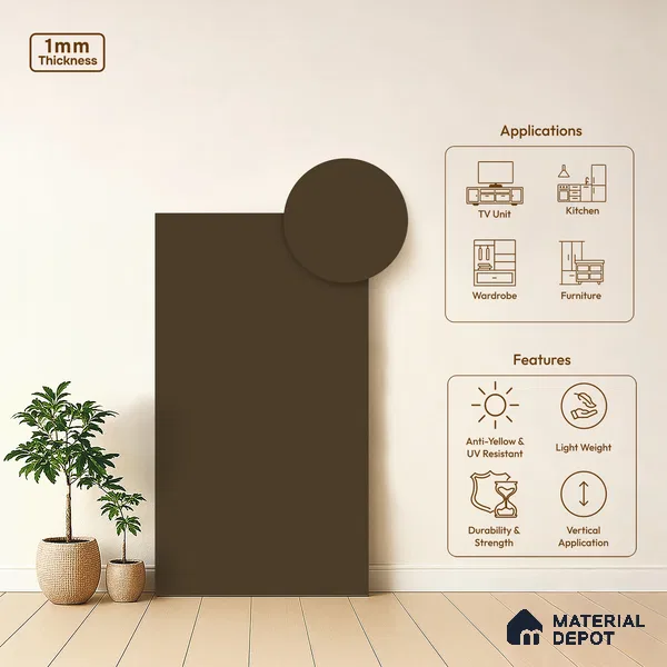 Peach Brown Solid Colors Look LM 01859 8 ft x 4 ft Matte Finish Decorative Laminate - 1 mm | Suitable for Living Room, Kitchen, Office