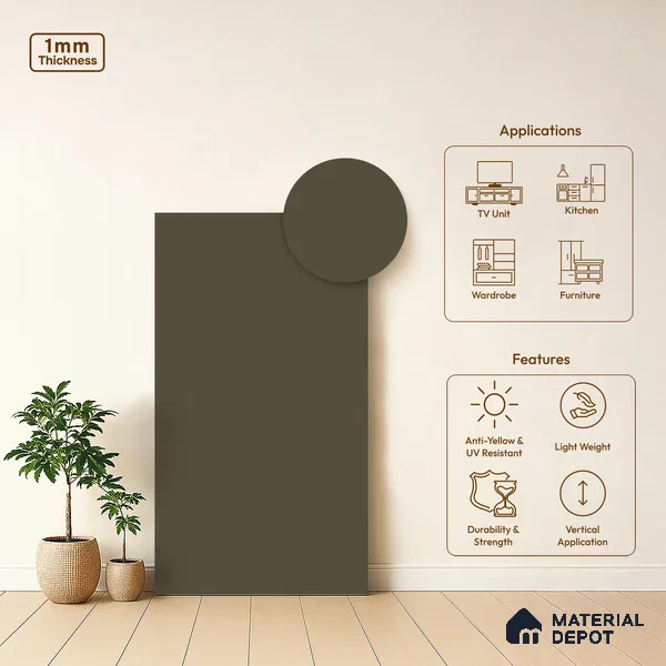 Latte Beige Solid Colors Look LM 01898 8 ft x 4 ft Matte Finish Decorative Laminate - 1 mm | Suitable for Living Room, Kitchen, Office