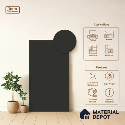 Pebble Grey Solid Colors Look LM 01899 8 ft x 4 ft Matte Finish Decorative Laminate - 1 mm | Suitable for Living Room, Kitchen, Office
