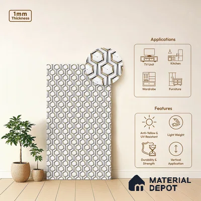 Patterned Look LM 06174 8 ft x 4 ft Matte Finish Decorative Laminate - 1 mm | Suitable for Bedroom, TV Unit, Wardrobe