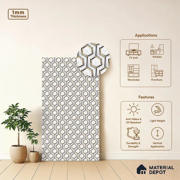 Patterned Look LM 06174 8 ft x 4 ft Matte Finish Decorative Laminate - 1 mm | Suitable for Bedroom, TV Unit, Wardrobe