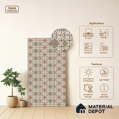 Patterned Look LM 06177 8 ft x 4 ft Matte Finish Decorative Laminate - 1 mm | Suitable for Bedroom, TV Unit, Wardrobe