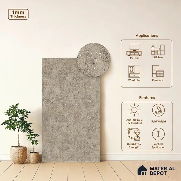 Stone Look LM 06178 8 ft x 4 ft Texture Finish Decorative Laminate - 1 mm | Suitable for TV Unit, Wardrobe, Kitchen Cabinets