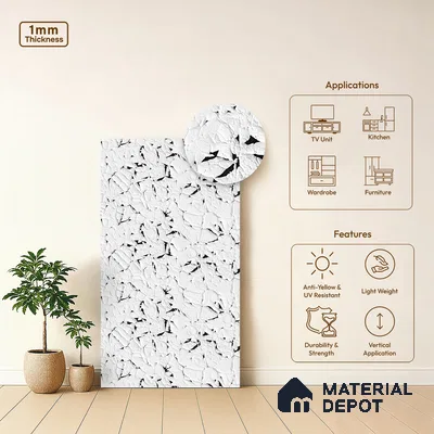 Patterned Look LM 06180 8 ft x 4 ft Texture Finish Decorative Laminate - 1 mm | Suitable for Bedroom, TV Unit, Wardrobe